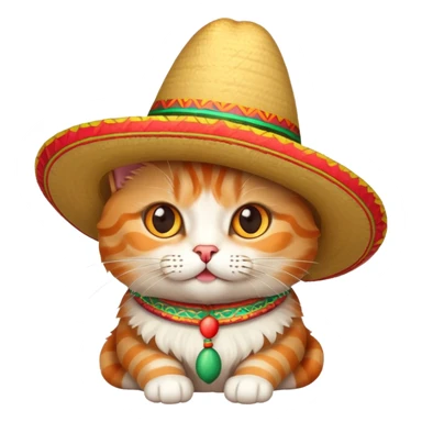 Cat wearing a Mexican sombrero sticker