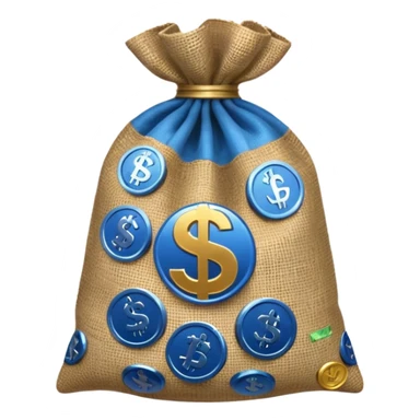 money bag on top of blue coins sticker
