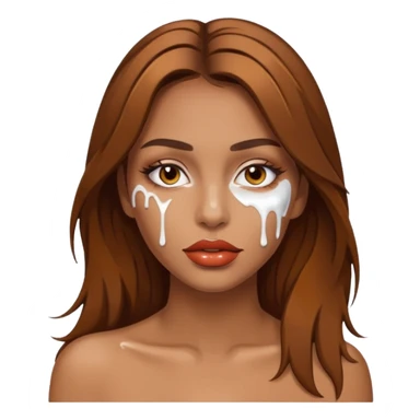 Brown Hair, Woman, white paint drip, face, hot, Sexy, lips sticker