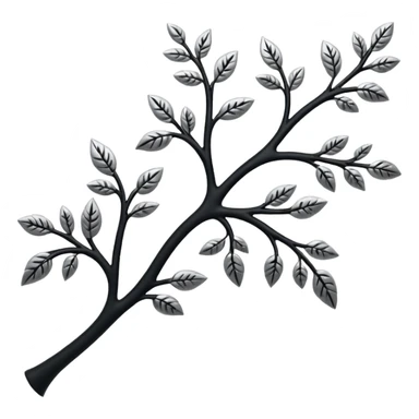 Black and silver filigree branch, 3D, extremely detailed design sticker