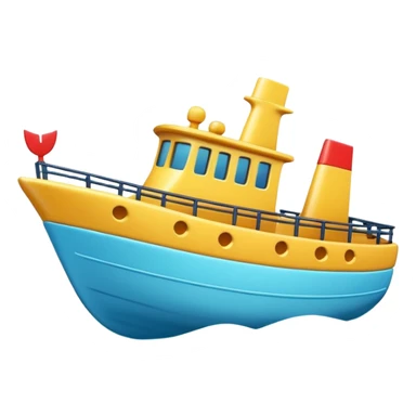 A 3D emoji of a ship in Apple style, glossy and smooth surface, bright clean colors with subtle shading, simple and minimal details, no face or expressions, floating on calm ocean, soft shadows, high-quality render, isolated on white background.


 sticker