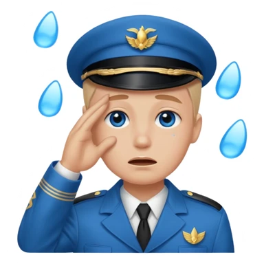 Chef saluting while crying blue eyes sticker