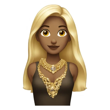 A blonde girl using gold jewerly sticker
