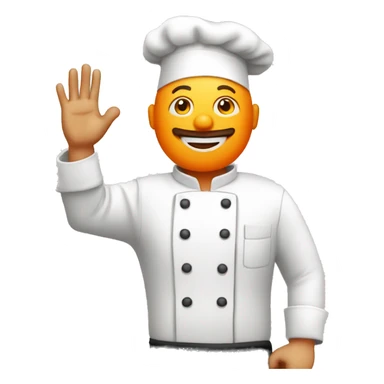 Bald man with an orange beard dressed as a chef raises his hand in the air sticker