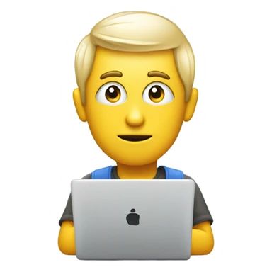 generate developer emoji with laptop and thinkig new idea sticker