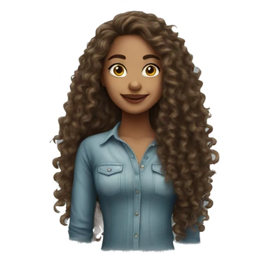 Realistic Brazilian young pretty women with a long curly hair  sticker