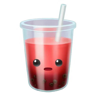 red bubble tea in a glass cup without face on sticker