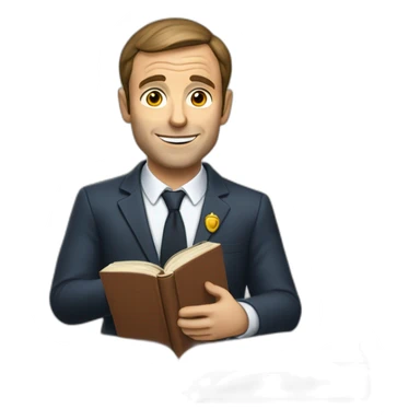 Macron as a teacher with a book on his hand sticker
