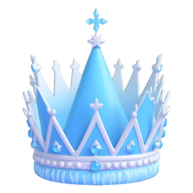 a minimalist tall ice crown, frosty blue and white hues sticker