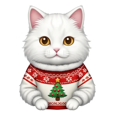 White cat wearing christmas jumper sticker