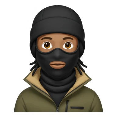 Black dreadhead wearing a ski mask on top of his head sticker