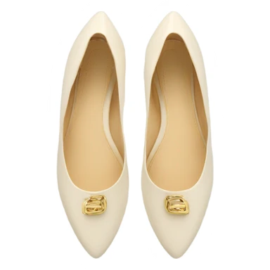 Open back flat shoes gold accents cream color  sticker