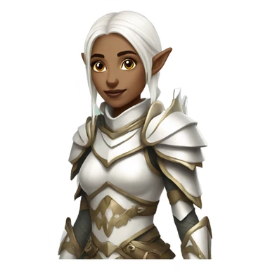 elf woman with heavy white armor fantasy sticker