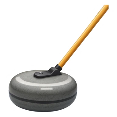 An icon showing a detailed close-up of a curling stone sliding across the ice, with a broom in motion beside it. The background features an indoor stadium with cheering spectators on the stands. Transparent background captures the strategy and focus of curling. sticker