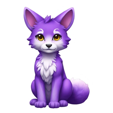 shiny, colorful, purple, gradient, Kemono-style, Chibi, Anthro-Fur-Sona-Fakémon, Full Body sticker