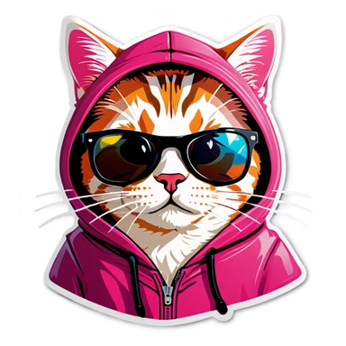 Cat with sunglasses and hood sticker