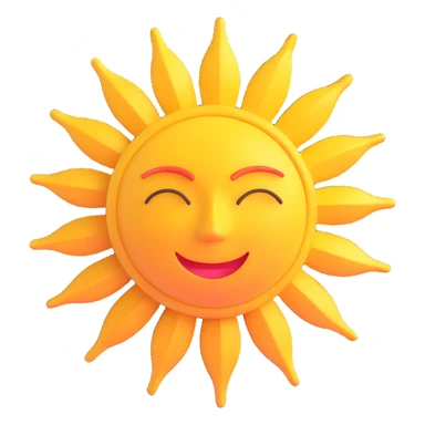 3D style minimalist sun without face or facial features, only rays and circle, suitable for Discord role icon sticker