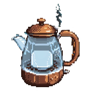 pixel art coffee pot with animated steam sticker