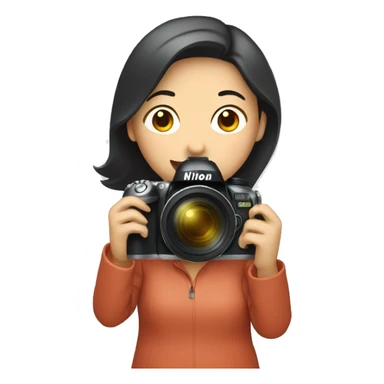 asian woman holding a nikon camera sticker
