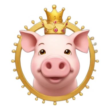 pig in golden crown sticker