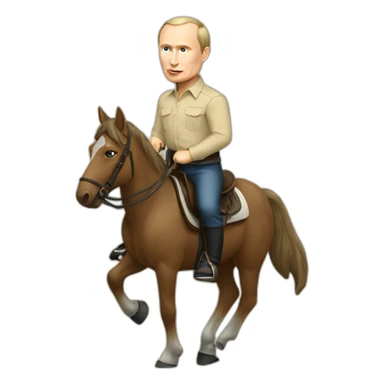putin on horseback beige colored shirt sticker