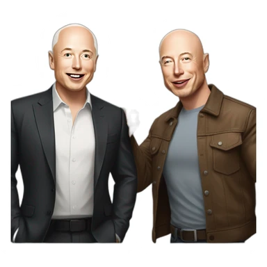 elon musk fancing with jeff bezos sticker