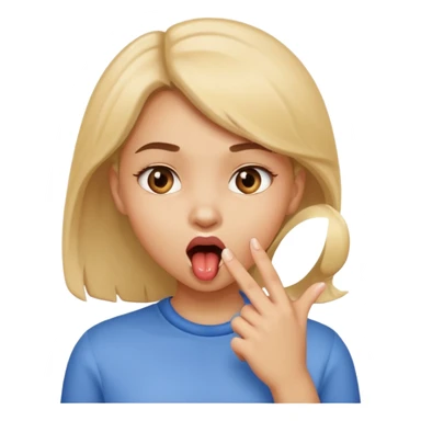 a girl bitten her finger sticker