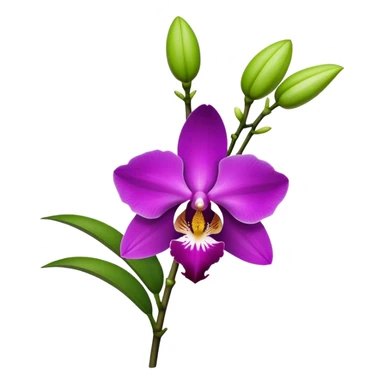 single purple Dendrobium Orchid flower, stem sticker