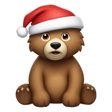 Bear with a santa hat sticker