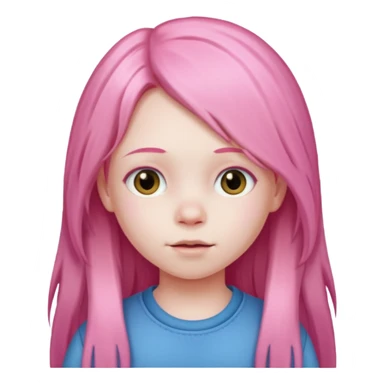 child with pink long hair sticker