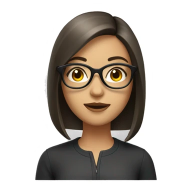 brunette girl with a long bob, with glases and grey eyes sticker