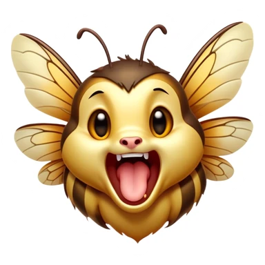 Cinematic Cute Yawning Hornet Portrait Emoji, Head tilted slightly with a dramatic, wide-open yawn, showcasing a small, striped body with softly drooping wings and sleepy, half-closed eyes, Simplified yet irresistibly adorable features, highly detailed, glowing with a soft, cozy glow, high shine, relaxed yet expressive, stylized with a dash of whimsical insect charm, soft glowing outline, capturing the essence of a drowsy yet affectionate hornet that appears ready to stretch out for a nap! sticker
