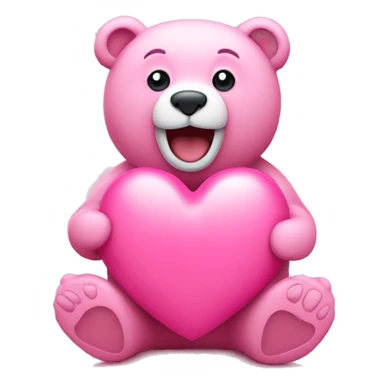 Pink heart with bear sticker