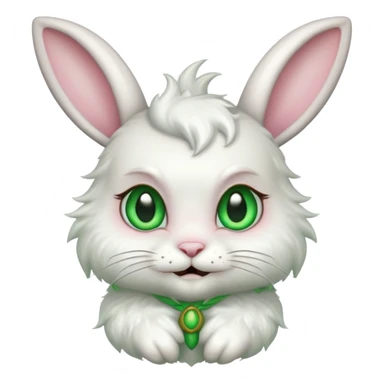 Easter bunny imp with horns and green eyes sticker