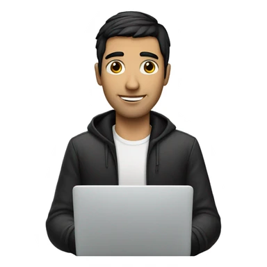 white man with black hair with laptop sticker