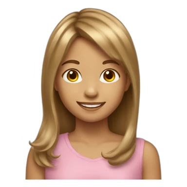 Happy Little girl bangs light brown hair sticker