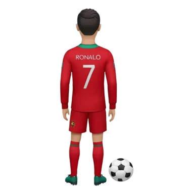 red Portugal football shirt with Ronaldo 7 on the back sticker