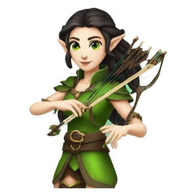 Female elf bard with dark hair green eyes elf bard drum crossbow magic sticker