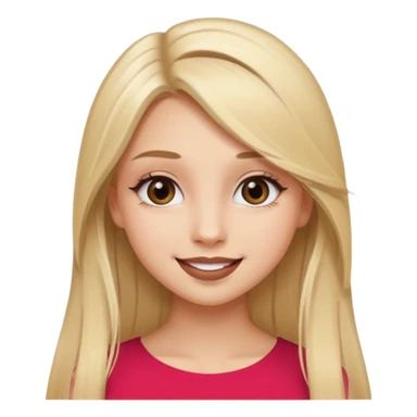 una chica con pose divertida de 18 años con los labios con pintalabios nude y los ojos maquillados, de piel blanca con el pelo liso, largo y rubio, ojos marrones sticker