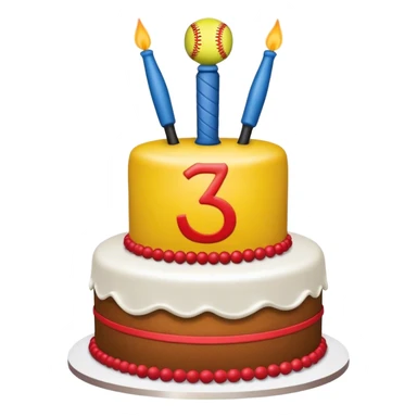 birthday cake with softball sticker