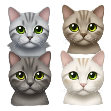 Brown british shorthair with Brown eyes + Grey Tabby scotish fold with Green eyes sitting sticker