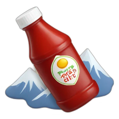 Bottle of ketchup on a mountain sticker