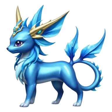 Shiny Dark Edgy Suicune-Vaporeon-Manectric-Aurorus-Fakémon-hybrid-creature (full body)  sticker