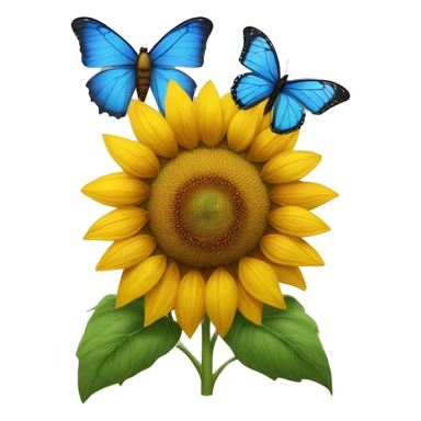Sunflower and blue butterfly  sticker