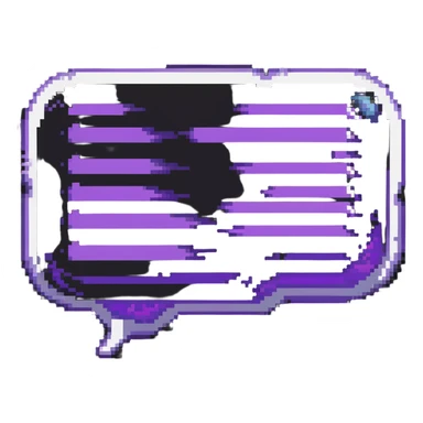 Twitch purple chat bubble logo with white glitch sticker