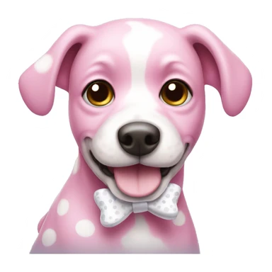 Pink dog with white spots and a white bow sticker