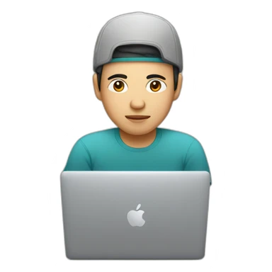 a vietnamese programmer with a macbook sticker