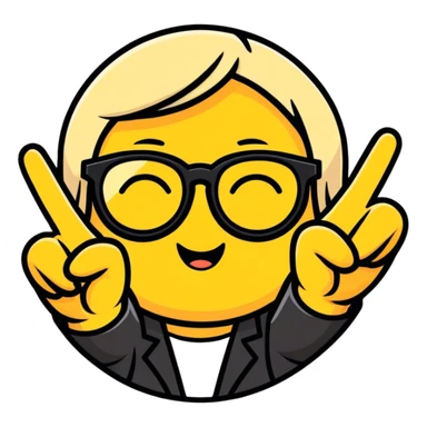 Emoji with glasses doing a peace sign sticker