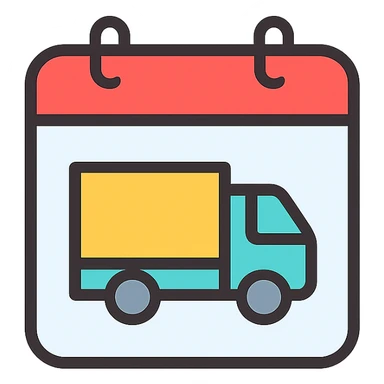 icon of a calendar with a delivery truck sticker