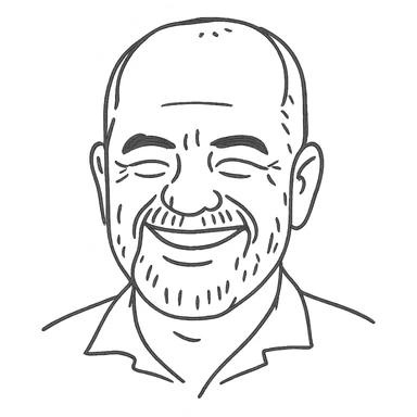 Edi Rama, smiling, hand-drawn black outline style, minimalist, focus on facial expression sticker